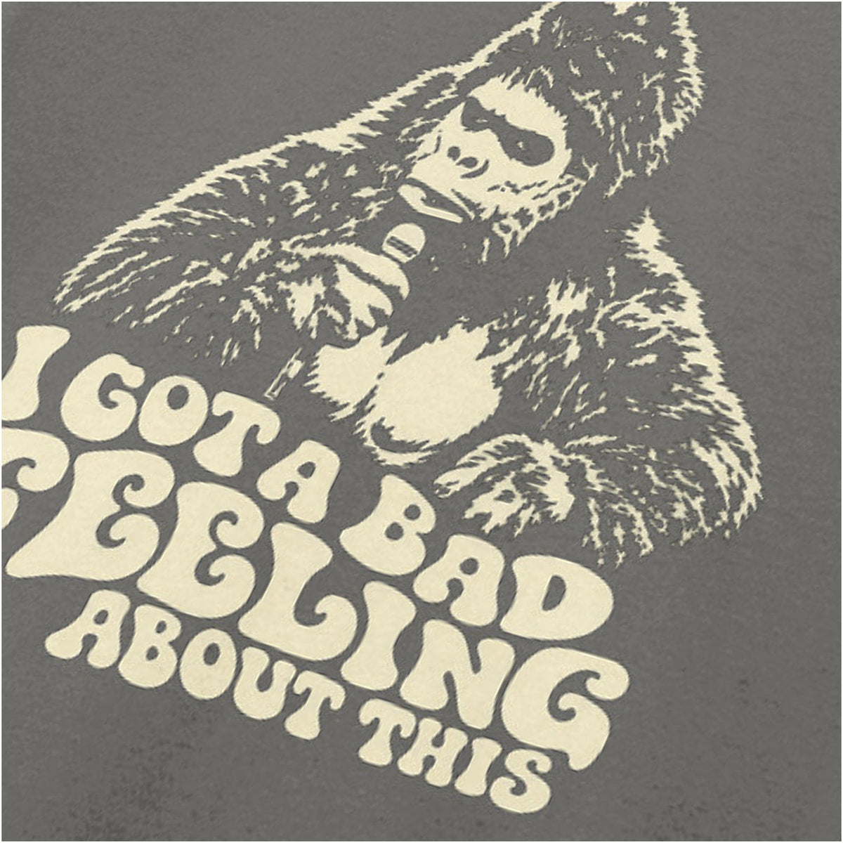 “Bollo ‘I got a bad feeling about this’ close up T-shirt in charcoal from The Mighty Boosh”