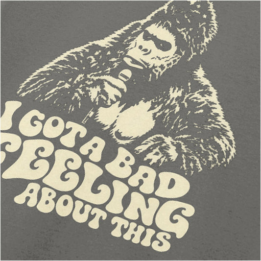“Bollo ‘I got a bad feeling about this’ close up T-shirt in charcoal from The Mighty Boosh”