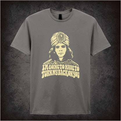 “Naboo ‘I’m going to have to turn my back on you’ T-shirt in charcoal from The Mighty Boosh”