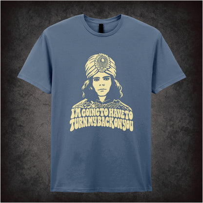 “Naboo ‘I’m going to have to turn my back on you’ T-shirt in indigo from The Mighty Boosh”