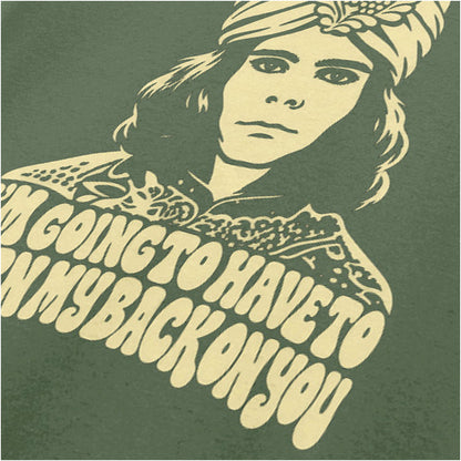 “Naboo ‘I’m going to have to turn my back on you’ close up T-shirt in military green from The Mighty Boosh”