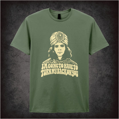 “Naboo ‘I’m going to have to turn my back on you’ T-shirt in military green from The Mighty Boosh”