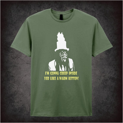 “Old Gregg ‘I’m gonna creep inside yer like a warm kitten’ T-shirt from The Mighty Boosh”