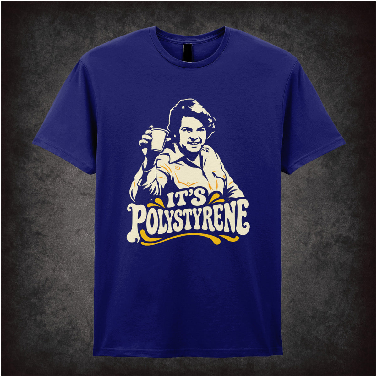 “Bob Fossil ‘It’s polystyrene’ T-shirt in navy from The Mighty Boosh”