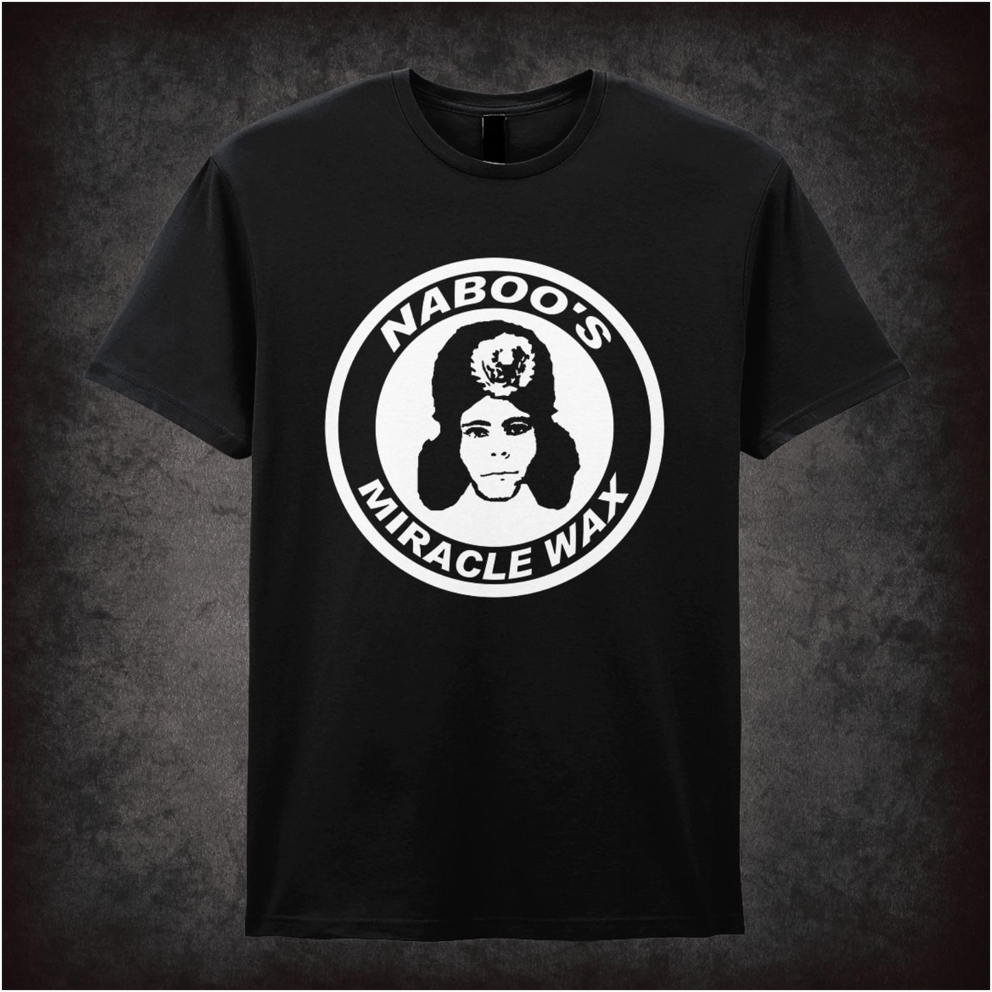 “‘Naboo’s Miracle Wax’ T-shirt from The Mighty Boosh”