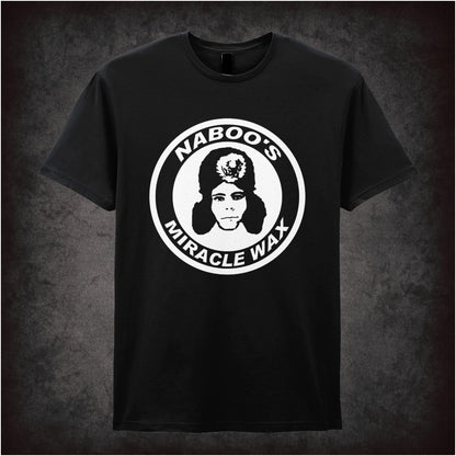 “‘Naboo’s Miracle Wax’ T-shirt from The Mighty Boosh”