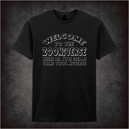 “‘Welcome to the Zooniverse’ T-shirt from The Mighty Boosh”
