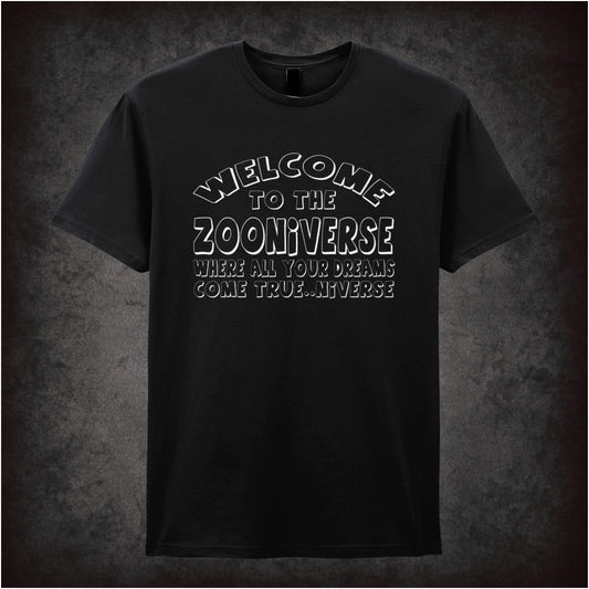 “‘Welcome to the Zooniverse’ T-shirt from The Mighty Boosh”