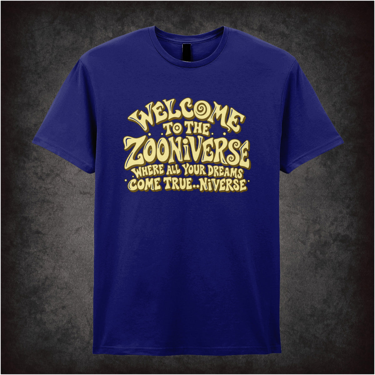 “‘Welcome to the Zooniverse’ T-shirt in navy from The Mighty Boosh”