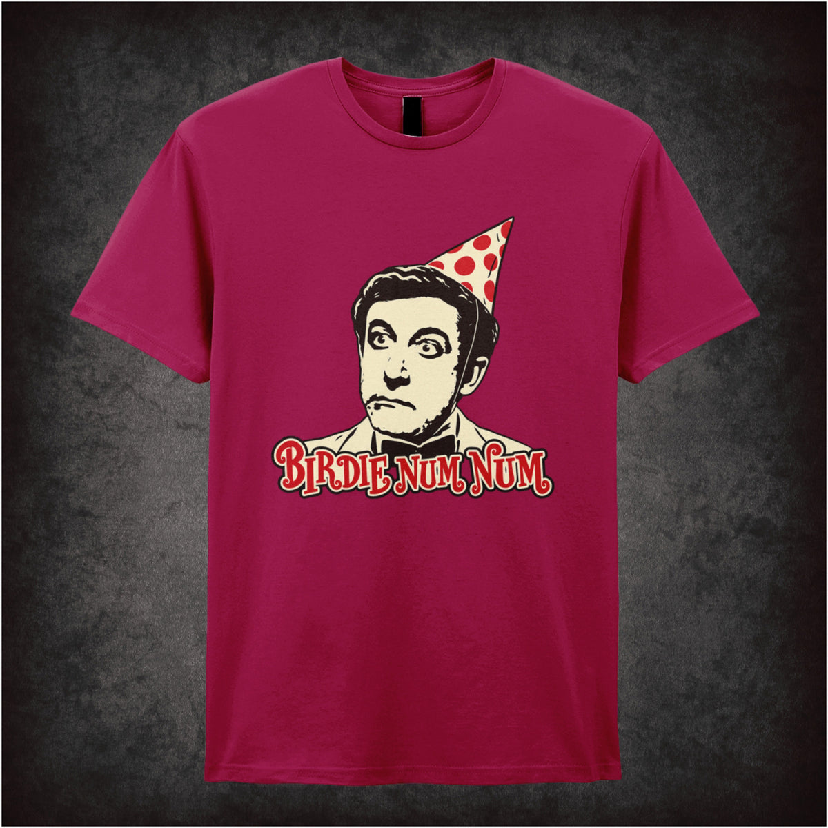 ‘Birdie num num’ Hrundi V. Bakshi T-shirt in cardinal red from The Party