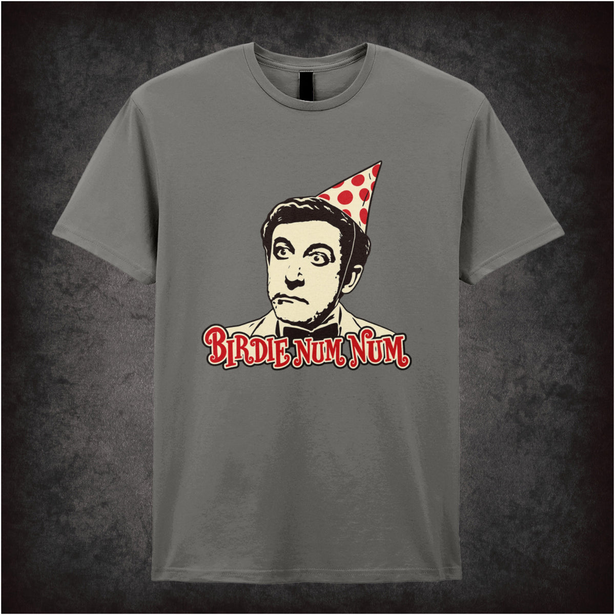 ‘Birdie num num’ Hrundi V. Bakshi T-shirt in charcoal from The Party