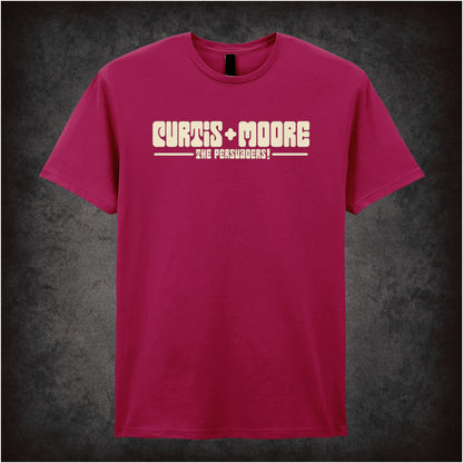 “Curtis & Moore T-shirt in cardinal red from The Persuaders!”