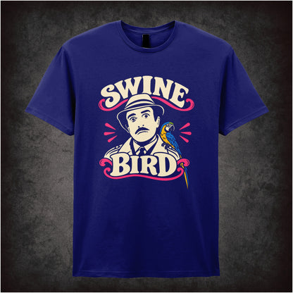 Swine Bird graphic T-shirt in navy inspired by The Pink Panther