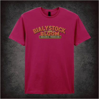Bialystock and Bloom broadway producers T-shirt in cardinal red from The Producers