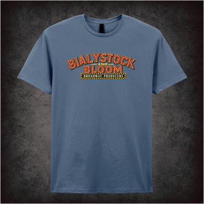 Bialystock and Bloom broadway producers T-shirt in indigo from The Producers