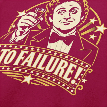 Leo Bloom To Failure close up T-shirt in cardinal red from The Producers