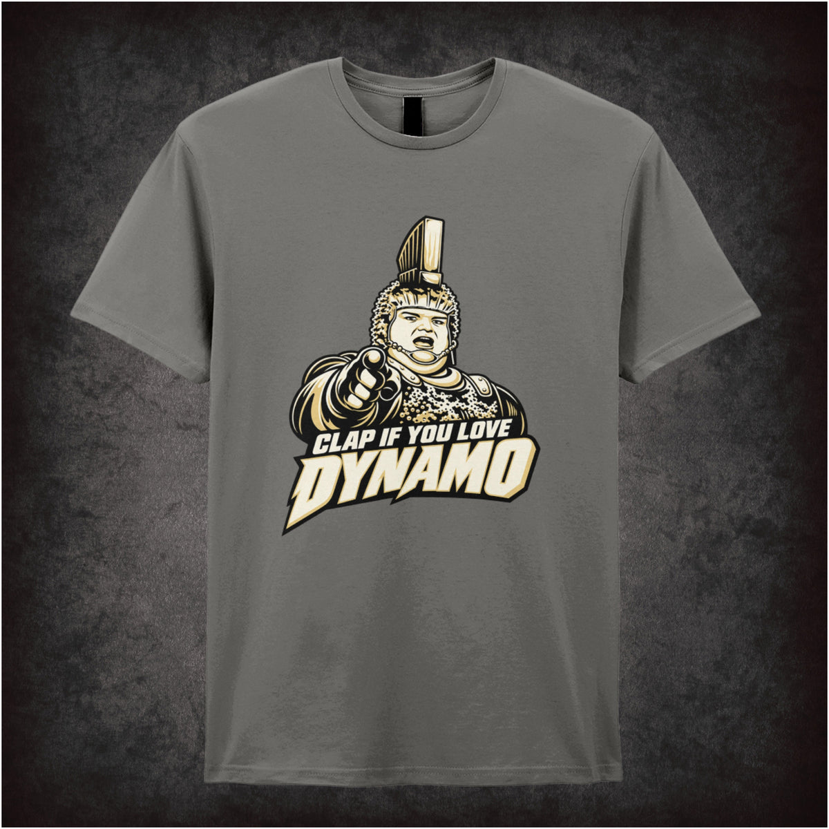 ‘Clap if you love Dynamo’ T-shirt in charcoal from The Running Man