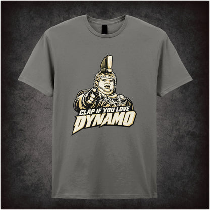 ‘Clap if you love Dynamo’ T-shirt in charcoal from The Running Man
