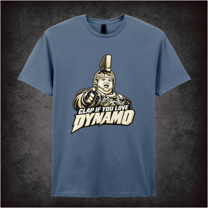 ‘Clap if you love Dynamo’ T-shirt in indigo from The Running Man