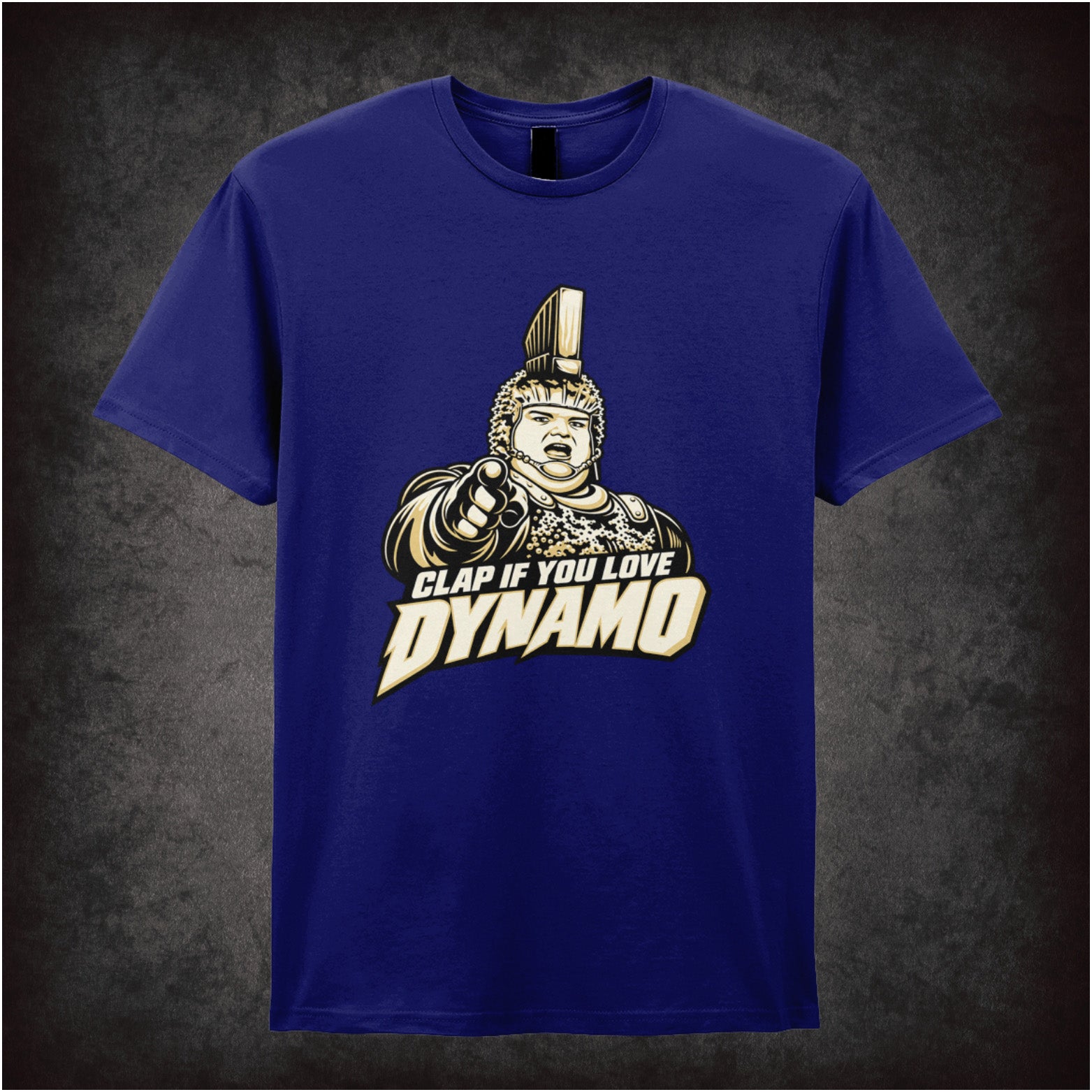 ‘Clap if you love Dynamo’ T-shirt in navy from The Running Man