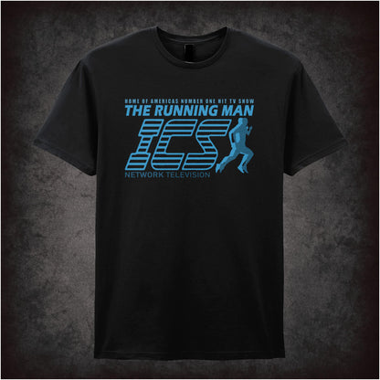 The Running Man ICS Network Television logo T-shirt from The Running Man