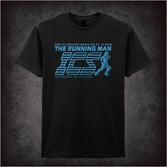 The Running Man ICS Network Television logo T-shirt from The Running Man
