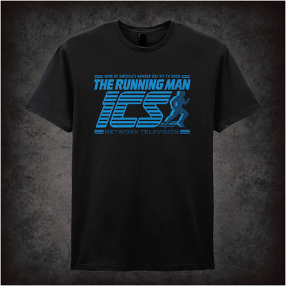 ‘ICS Network Television’ T-shirt in black from The Running Man