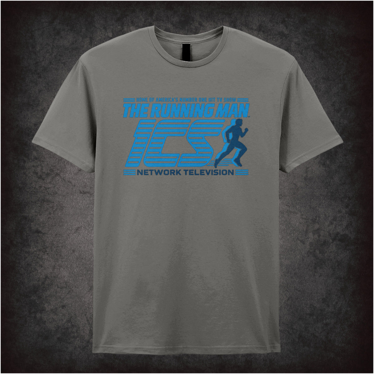 ‘ICS Network Television’ T-shirt in charcoal from The Running Man