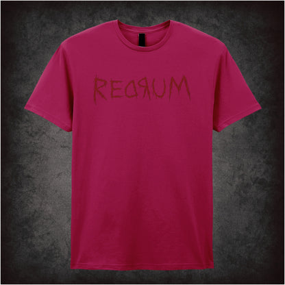 ‘Redrum’ mirror text T-shirt in cardinal red from The Shining