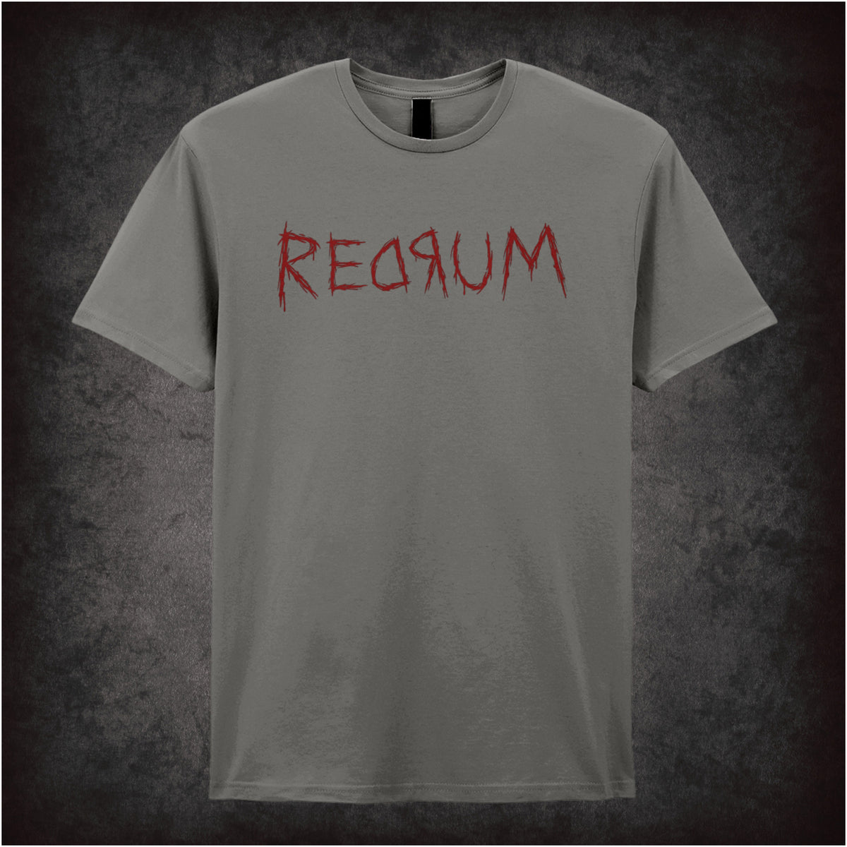 ‘Redrum’ mirror text T-shirt in charcoal from The Shining