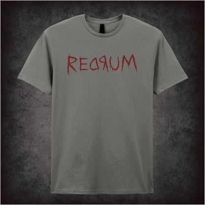 ‘Redrum’ mirror text T-shirt in charcoal from The Shining