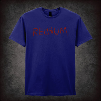 ‘Redrum’ mirror text T-shirt in navy from The Shining