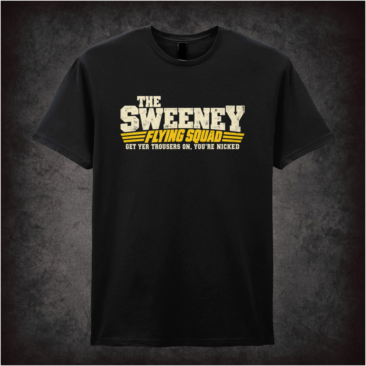 “‘flying squad’ T-shirt in black from The Sweeney”