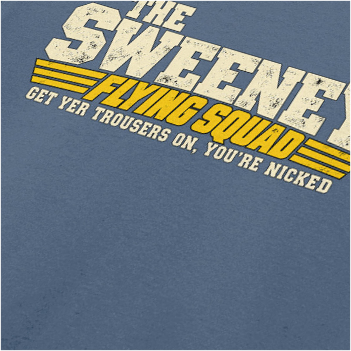 “‘flying squad’ close up T-shirt in indigo from The Sweeney”