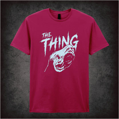 creature T-shirt in cardinal red from The Thing