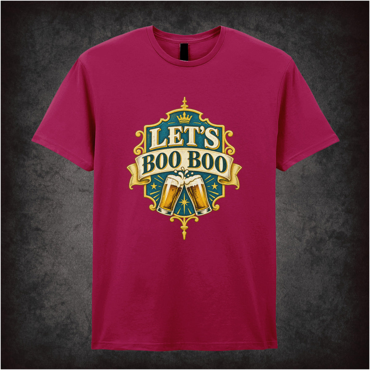 ‘Let's Boo Boo’ quote T-shirt in cardinal red  from The Worlds End