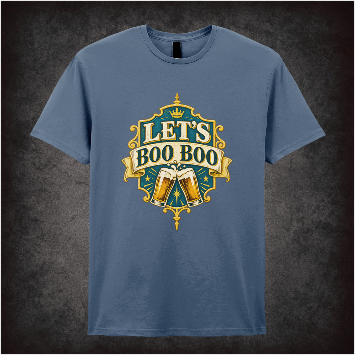 ‘Let's Boo Boo’ quote T-shirt in indigo from The Worlds End