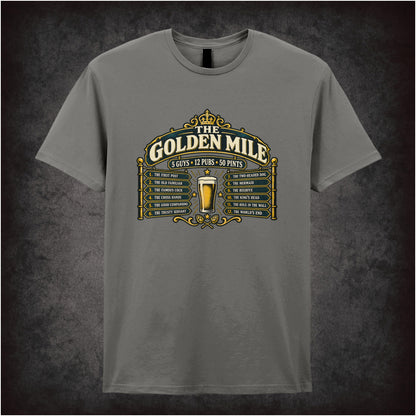 ‘The Golden Mile’ quote T-shirt in charcoal from The Worlds End