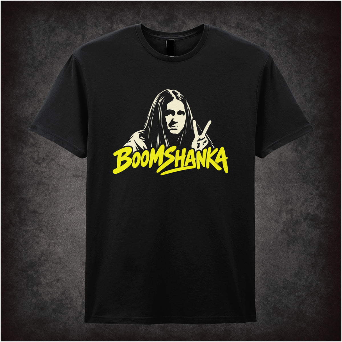 “Boomshanka” T-shirt in black from The Young Ones