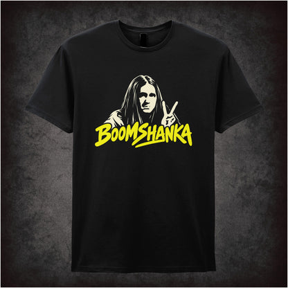 “Boomshanka” T-shirt in black from The Young Ones