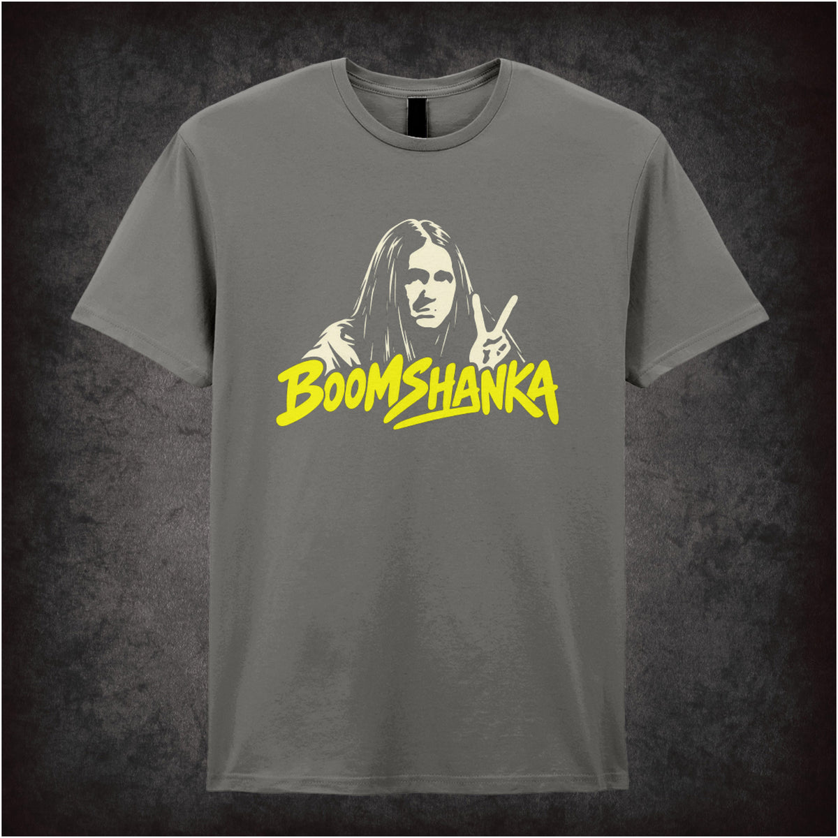 “Boomshanka” T-shirt in charcoal from The Young Ones