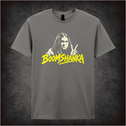 “Boomshanka” T-shirt in charcoal from The Young Ones