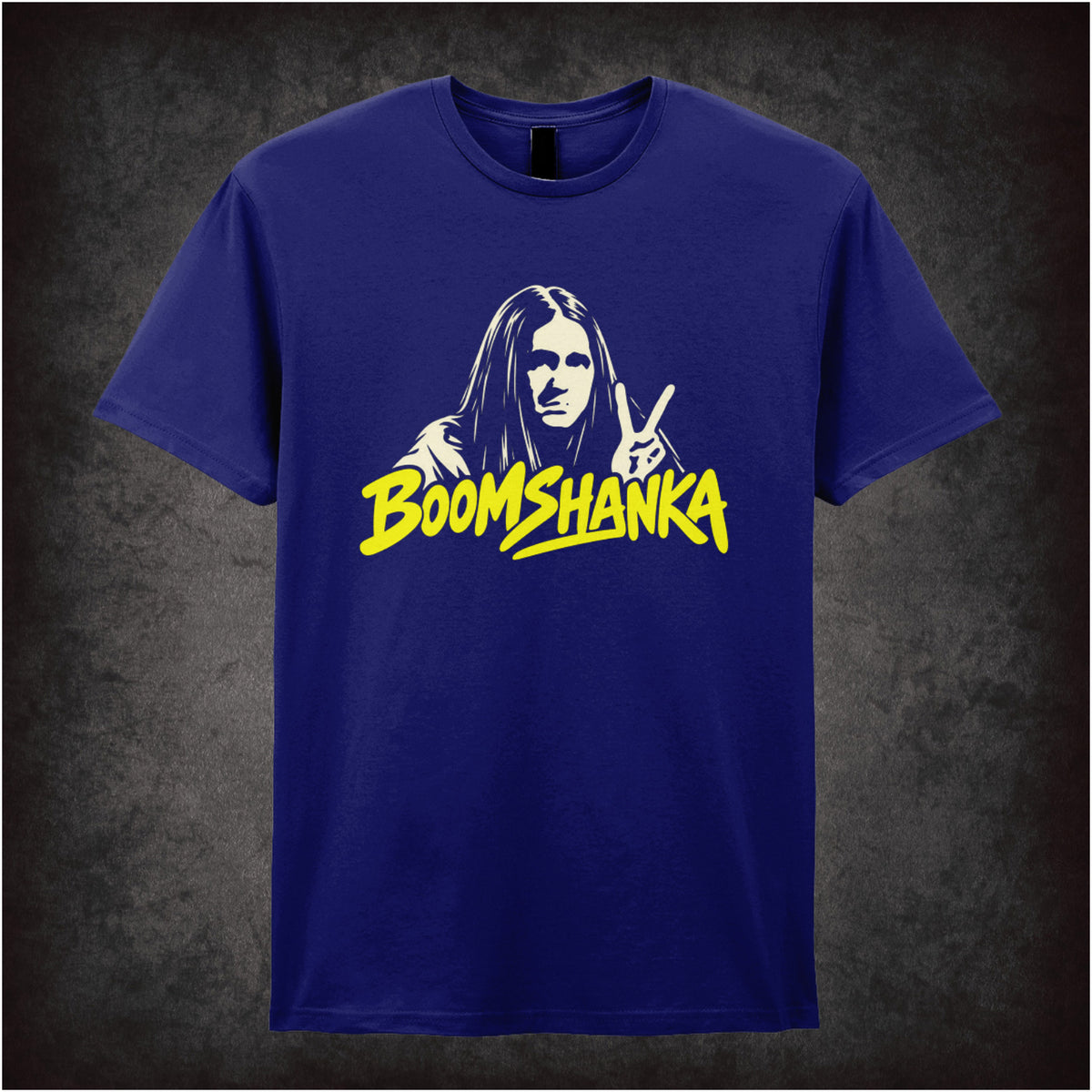 “Boomshanka” T-shirt in navy from The Young Ones