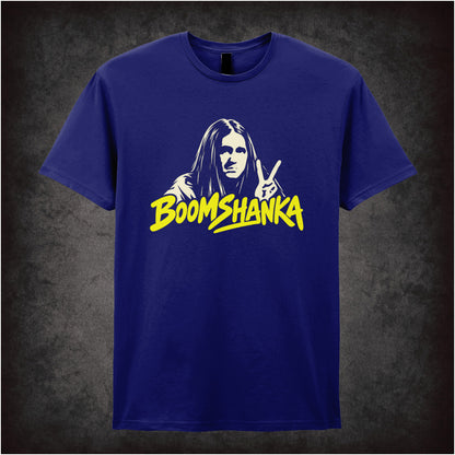 “Boomshanka” T-shirt in navy from The Young Ones