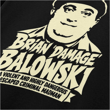“Brian Damage Balowski” close up T-shirt in black from The Young Ones