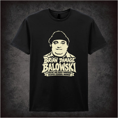 “Brian Damage Balowski” T-shirt in black from The Young Ones