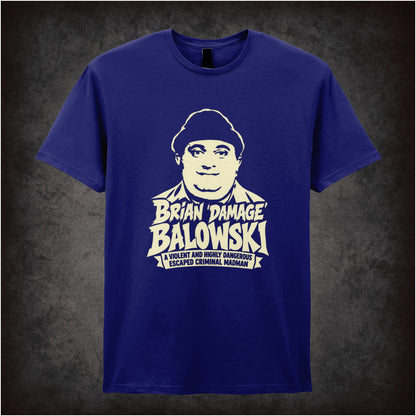 “Brian Damage Balowski” T-shirt in navy from The Young Ones
