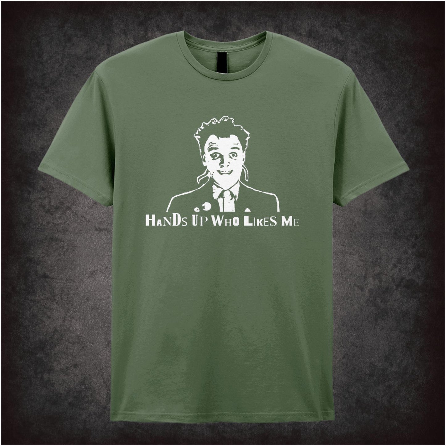 Hands Up Who Likes Me – Cult British Comedy Graphic T-Shirt