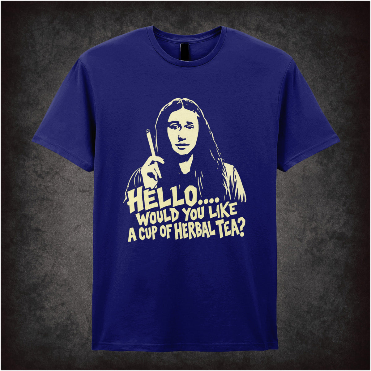 Neil “Hello… Would You Like a Cup of Herbal Tea?” T-shirt in navy from The Young Ones