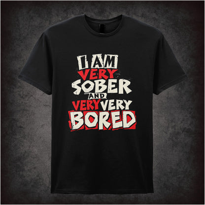 Vyvyan “I Am Very Sober and Very Very Bored” T-shirt in black from The Young Ones